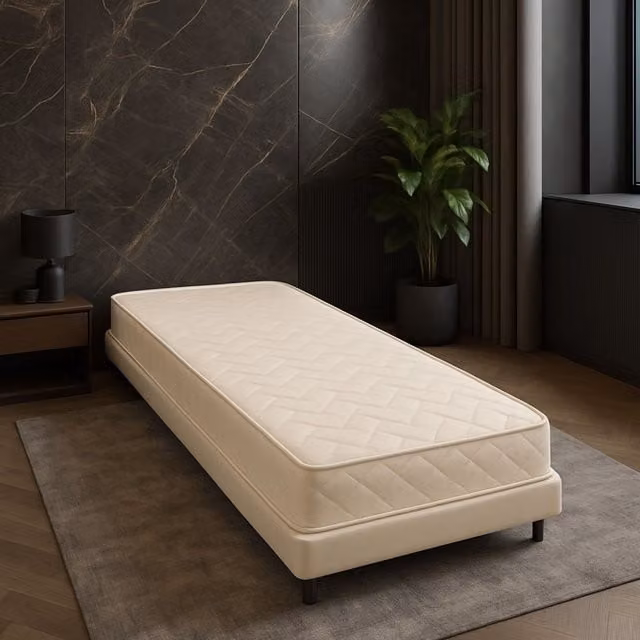 Lote de 2 colchones de espuma viscoelástica de apoyo firme para sofá cama Literie Julien con 2 protectores, color beige, An/P/Al: 80 x 190 x 9 cm