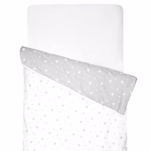 Funda nórdica reversible de algodón Sevira Kids Stella para bebé con diseño de estrellas, color blanco y gris, An/P/Al: 120 x 40 x 60 cm