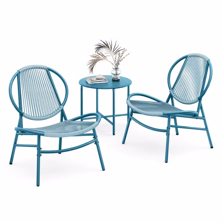 Conjunto de muebles de jardín Songmics de 3 piezas en azul para terraza y jardín