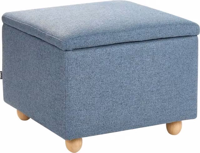 Puf con almacenaje Beliani, taburete tapizado de estilo retro en azul y marrón, An/P/Al: 60 x 46 x 46 cm