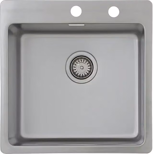 Fregadero encastrable Respekta de acero inoxidable color plata An/P: 50 x 50 cm