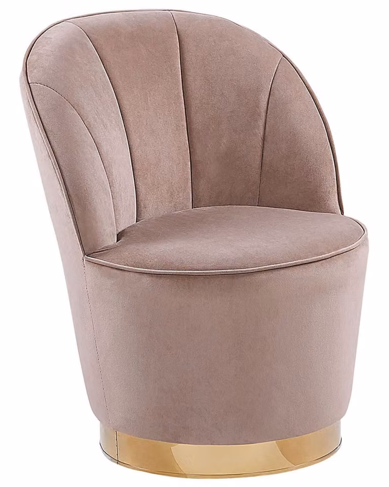 Sillón de terciopelo beige con estructura de metal de estilo retro Beliani