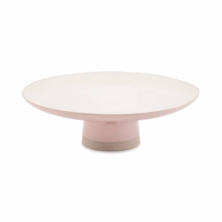 Soporte para tartas Showstopper Jamie Oliver de gres redondo en blanco y rosa, Diámetro: 31 cm, Altura: 10 cm