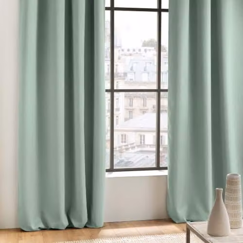 Cortina opaca Douceur d'Intérieur Just Contempo con ojales, color verde, An/Al: 135 x 240 cm