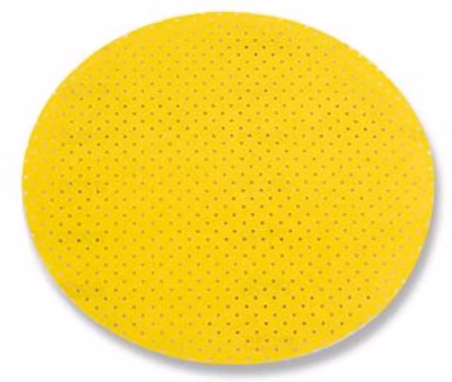 Pack de 25 hojas de papel de lija de velcro Flex para lijadora orbital aleatoria, grano P80, color amarillo, ideal para paredes y techos