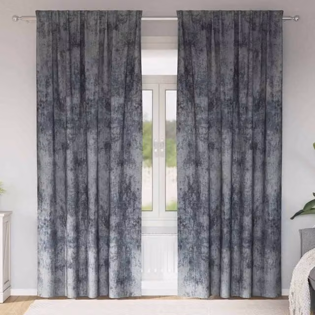 Set de 2 cortinas de terciopelo vidaXL en gris plata, semitransparentes y con aislamiento térmico, An/Al: 143 x 260 cm