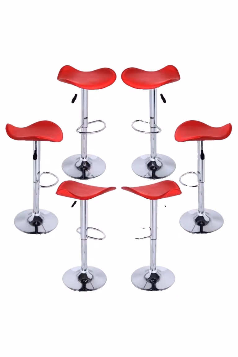 Pack de 6 taburetes altos Rox de Regalos Miguel en color rojo y polipiel con estructura de metal