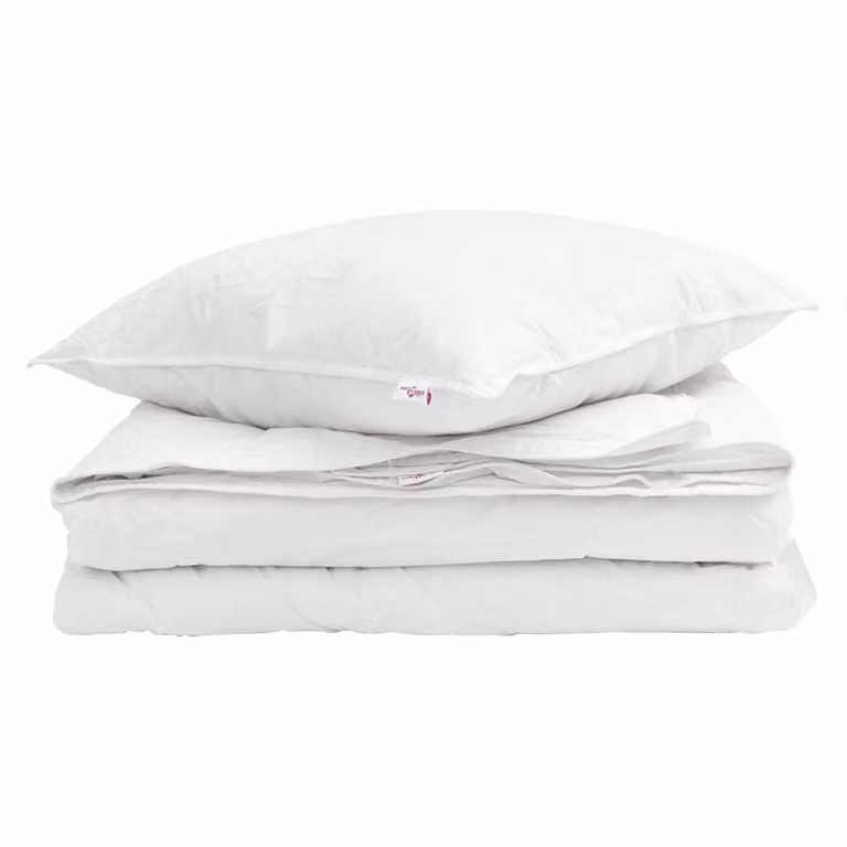 Set de edredón y almohada vidaXL de 2 piezas con relleno de plumas y plumón de pato en color blanco para adultos