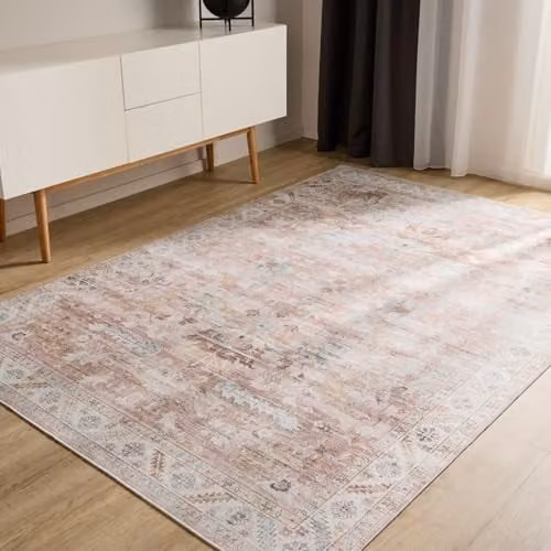 Alfombra Benuta Basic George Rosa de Estilo Vintage y Abstracto, Lavable y Antideslizante, An/P: 200 x 300 cm