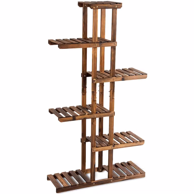 Estante multinivel de madera Costway de 6 niveles para macetas en color marrón, ideal para jardín, terraza o salón, An/P/Al: 75 x 25 x 140 cm