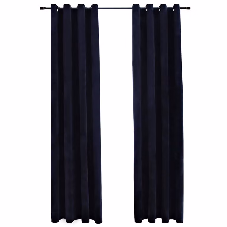 Set de 2 cortinas opacas de terciopelo vidaXL en color negro con anillas, An/Al: 140 x 225 cm