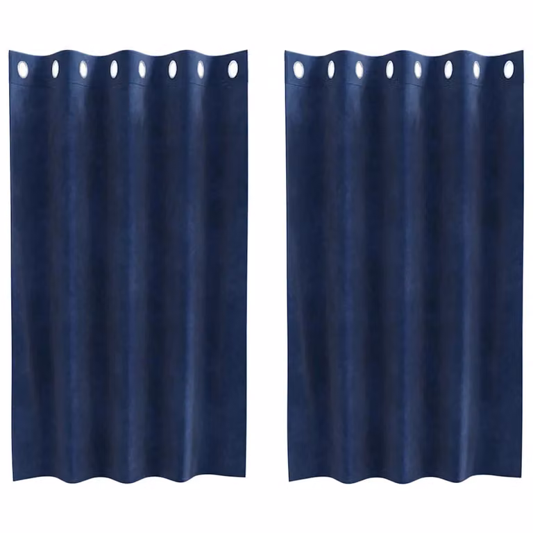 Set de 2 cortinas blackout de terciopelo vidaXL en azul, An/Al: 140 x 140 cm