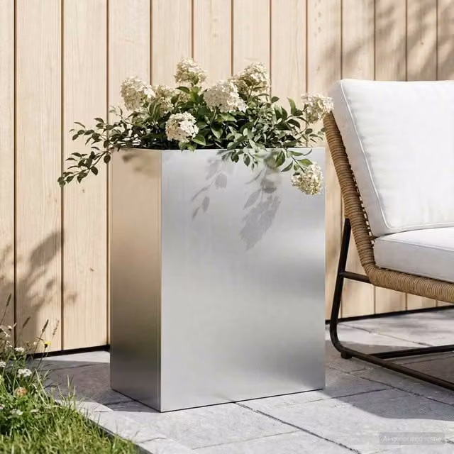 Macetero de jardín plateado Maison Exclusive de acero galvanizado An/P/Al: 40 x 20 x 40 cm
