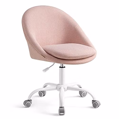 Silla de oficina SONGMICS moderna en terciopelo rosa y blanco con diseño geométrico para casa u oficina
