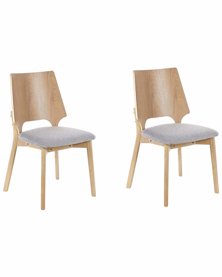 Conjunto de 2 sillas de comedor modernas Beliani en color marrón con acabado de madera y tela de poliéster