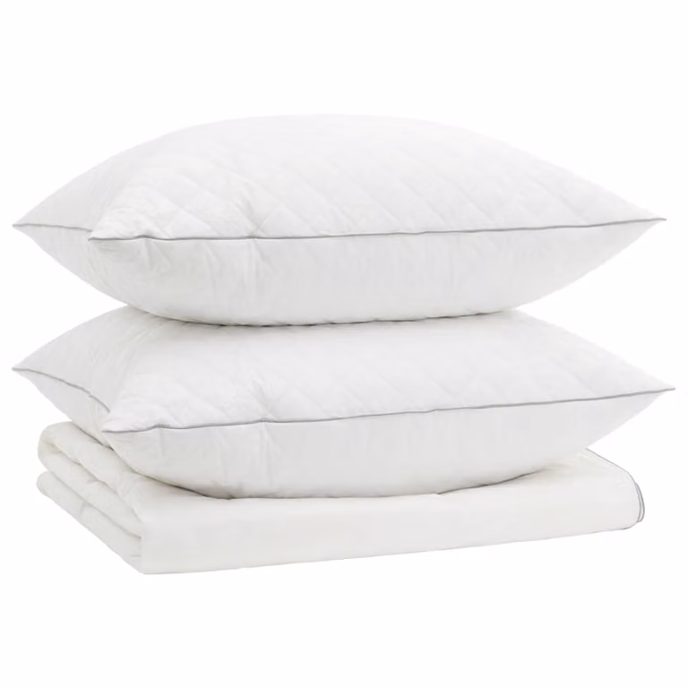 Juego de edredón y almohadas vidaXL FULDA de 3 piezas, 90% plumón de ganso, color blanco, An/P: 220 x 260 cm