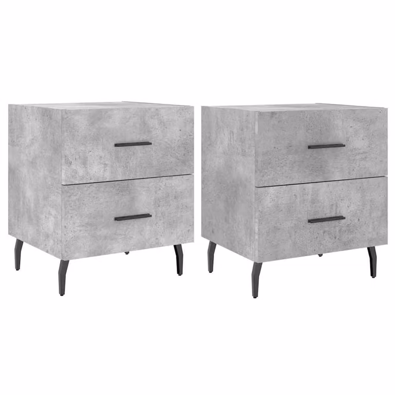 Set de 2 mesitas de noche vidaXL de madera y metal en color gris hormigón, An/P/Al: 40 x 35 x 47,5 cm