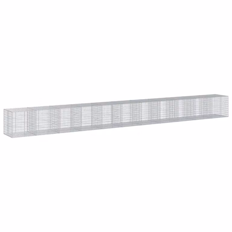 Cesta de gaviones con cubierta vidaXL en hierro galvanizado color gris, An/P/Al: 1100 x 100 x 100 cm