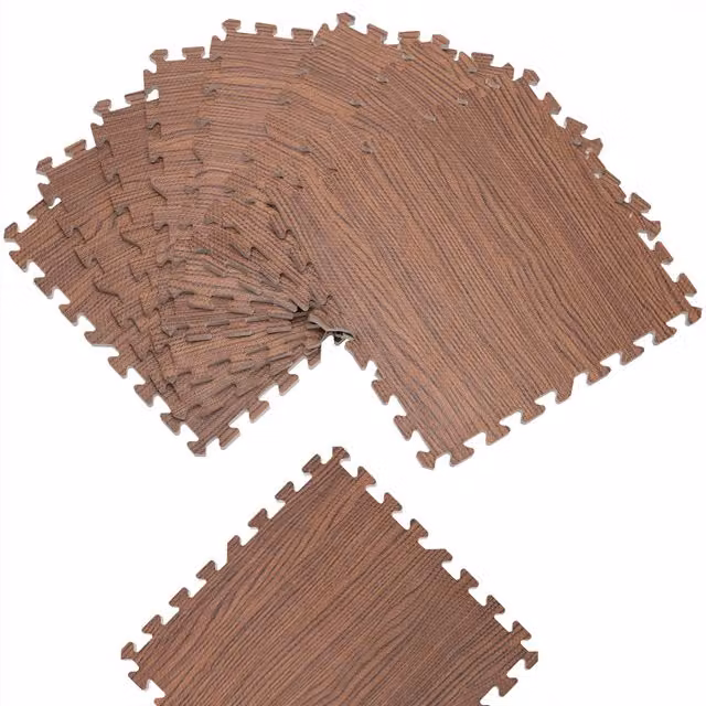 Set de 8 piezas de alfombrilla puzzle Monzana para fitness en color marrón de 172 x 87 cm