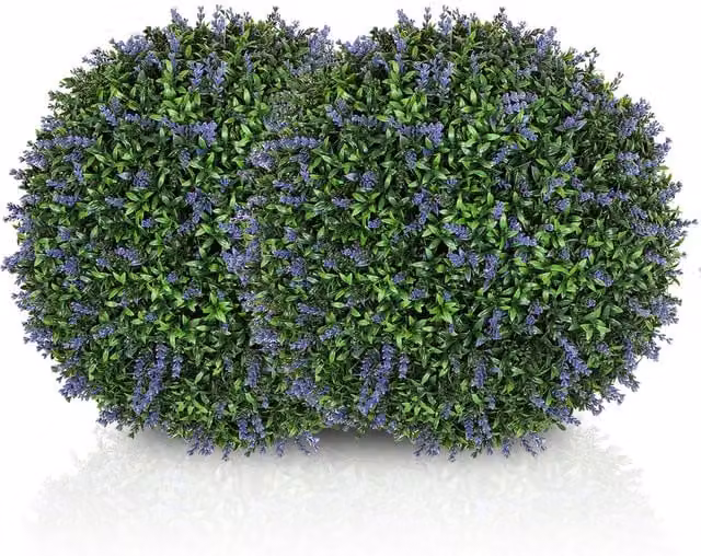 Pack de 2 bolas topiarias artificiales HOMCOM decorativas con protección UV, color violeta y verde, Diámetro: 42 cm