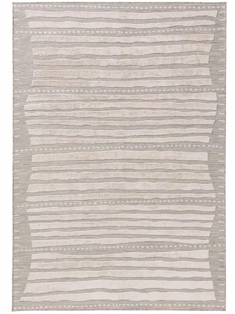 Alfombra Benuta para exterior e interior de polipropileno beige con diseño de rayas, An/P: 240 x 350 cm