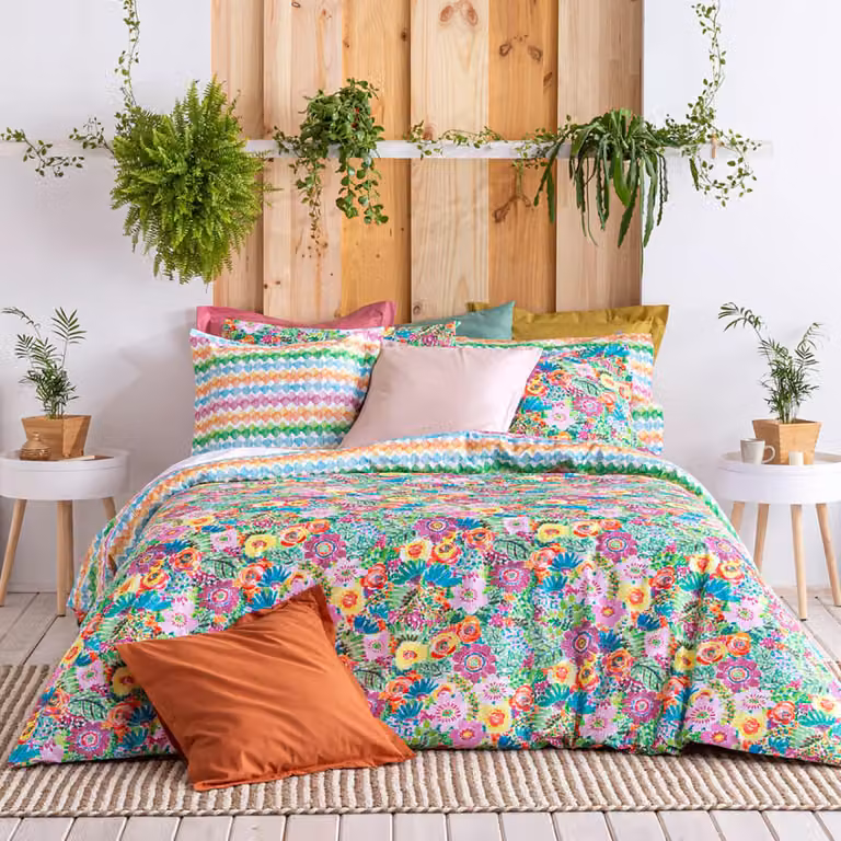 Funda nórdica reversible de algodón Naf Naf con diseño floral multicolor de 155 x 220 cm