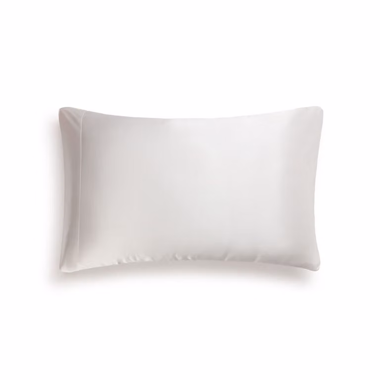 Funda de almohada reversible Textura Interiors de algodón satén mako de 300 hilos, color blanco, An/P: 50 x 75 cm