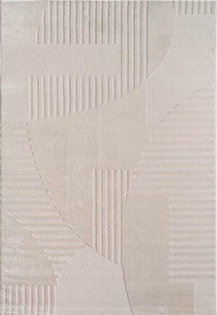 Alfombra moderna Sumo color beige con diseño geométrico, An/P: 120 x 170 cm