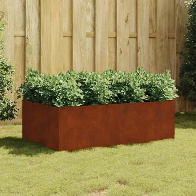 Jardinera de acero corten Maison Exclusive color marrón An/P/Al: 120 x 80 x 40 cm