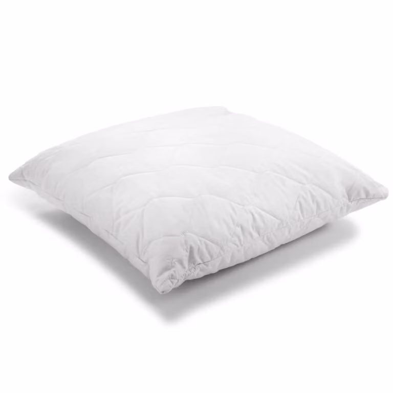 Almohada WOODEK de microfibra y lino blanca, firme, An/P/Al: 60 x 60 x 60 cm