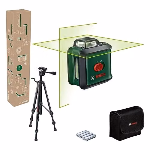 Bosch nivel láser de líneas cruzadas UniversalLevel 360 verde con trípode premium
