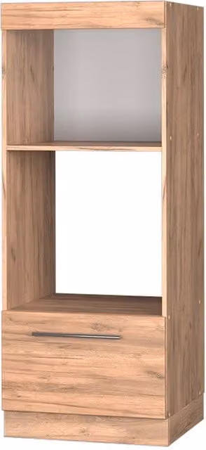 Armario para microondas Vicco Fame-Line en roble dorado con puertas batientes y cierre suave, An: 60 cm, Al: 58,1 cm, P: 48 cm