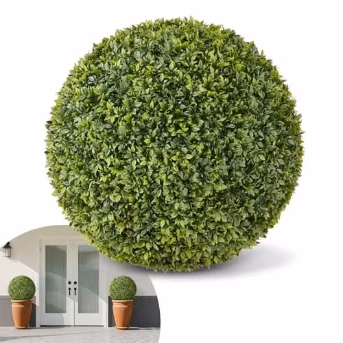 Bola topiaria de boj artificial VEVOR verde para decoración de exterior e interior, forma redonda, An/P/Al: 58,4 x 58,4 x 58,4 cm