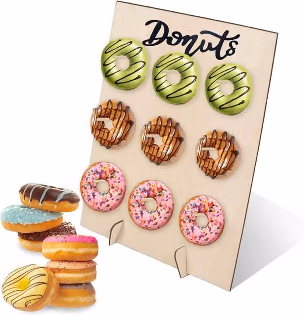 Expositor de donas Neptune de madera color beige con 9 palitos de bambú, An/P: 40 x 30 cm
