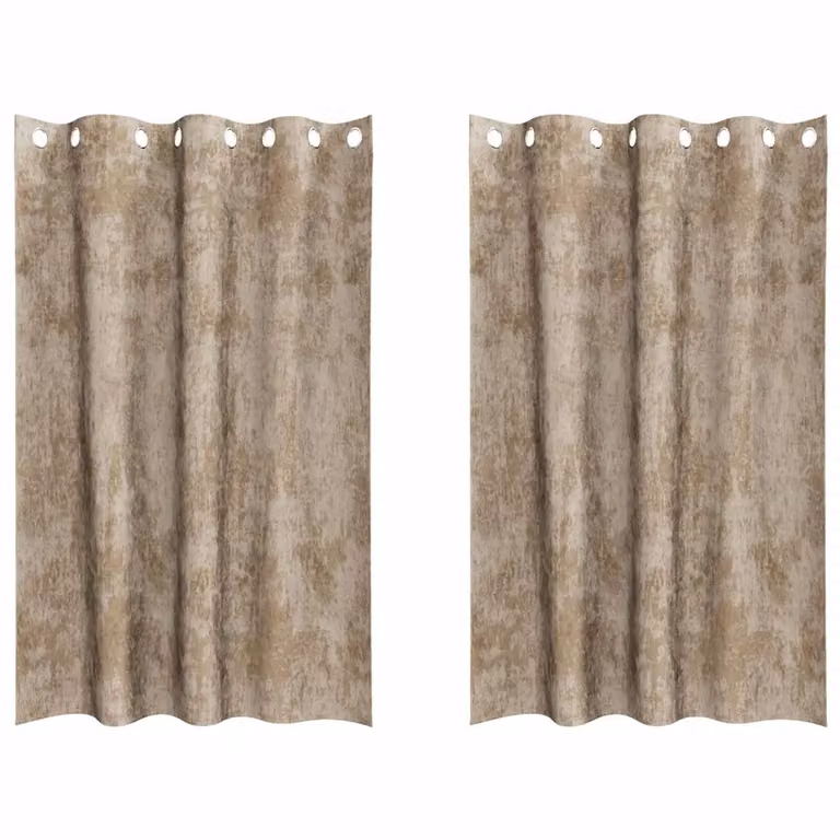 Set de 2 cortinas de terciopelo vidaXL con efecto blackout y aislamiento térmico en color beige, An/Al: 140 x 175 cm