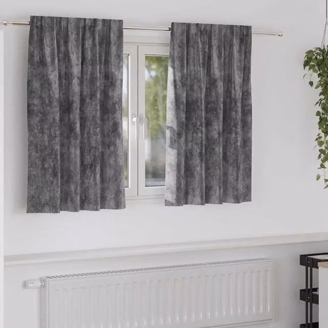 Set de 2 cortinas de terciopelo vidaXL en gris, opacas y con aislamiento térmico, An/Al: 140 x 140 cm