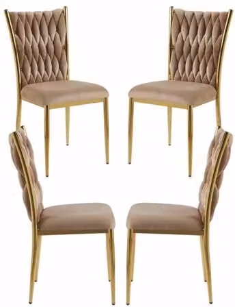Pack de 4 sillas de comedor Wiwen Golden en terciopelo color champán