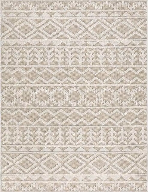 Alfombra Munico de estilo étnico y moderno en color beige, An: 240 cm, Al: 340 cm