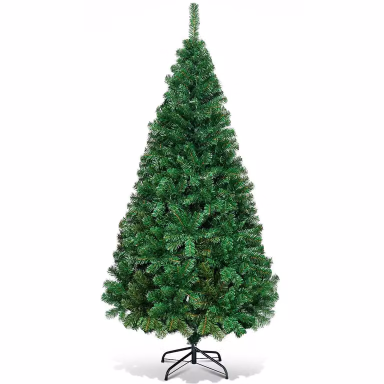 Árbol de Navidad Artificial Costway de 180 cm en color verde con base metálica de PVC y hierro para tu hogar y fiestas