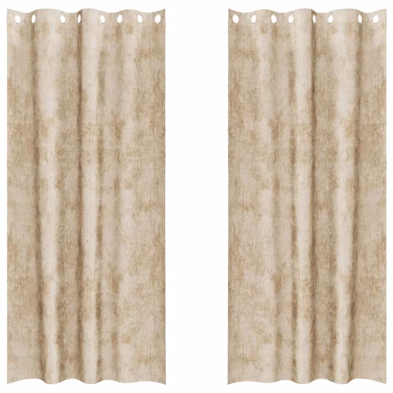 Set de 2 cortinas de terciopelo opacas vidaXL en color beige con aislamiento térmico, An/Al: 140 x 260 cm