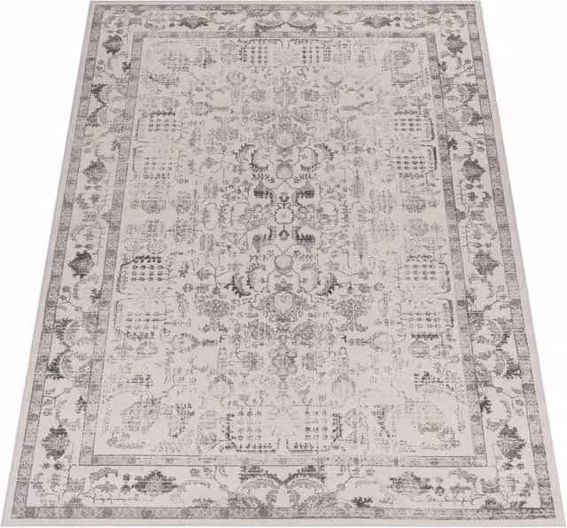 Alfombra lavable Sami de estilo oriental y moderno en color gris antracita, An/P: 240 x 340 cm