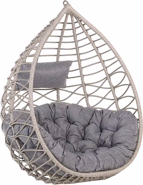 Silla colgante Arsita Beliani de ratán y metal en color gris y beige para interior y exterior