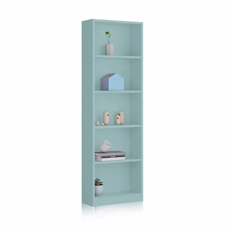 Estantería juvenil alta Smile de Duehome con 5 baldas en verde aqua An/P/Al: 52 x 25 x 180 cm