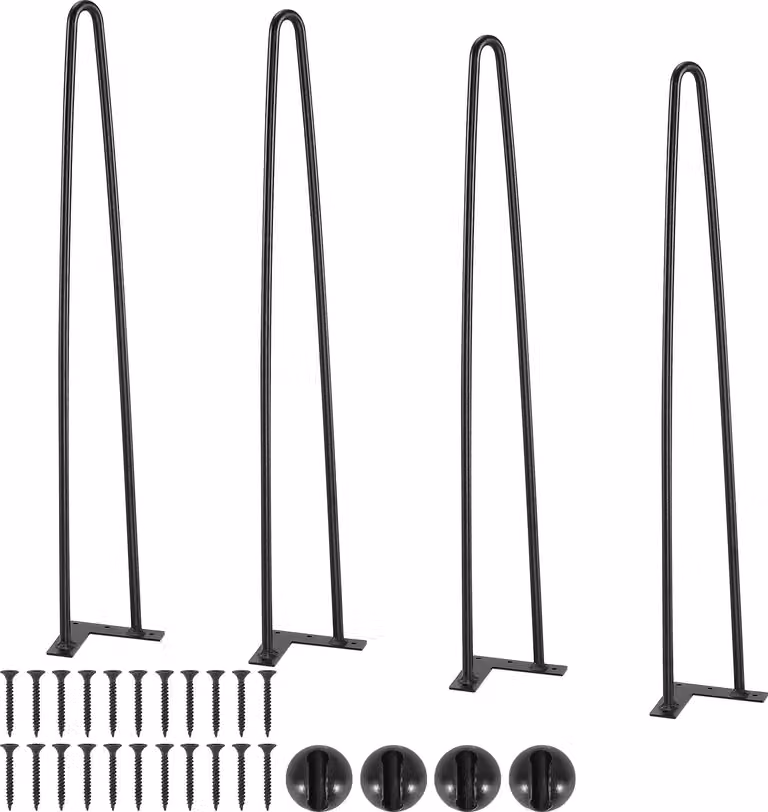 Juego de 4 patas para mesa tipo horquilla VEVOR de acero al carbono en color negro, Altura: 71 cm, Placa de montaje: 11 x 11 cm