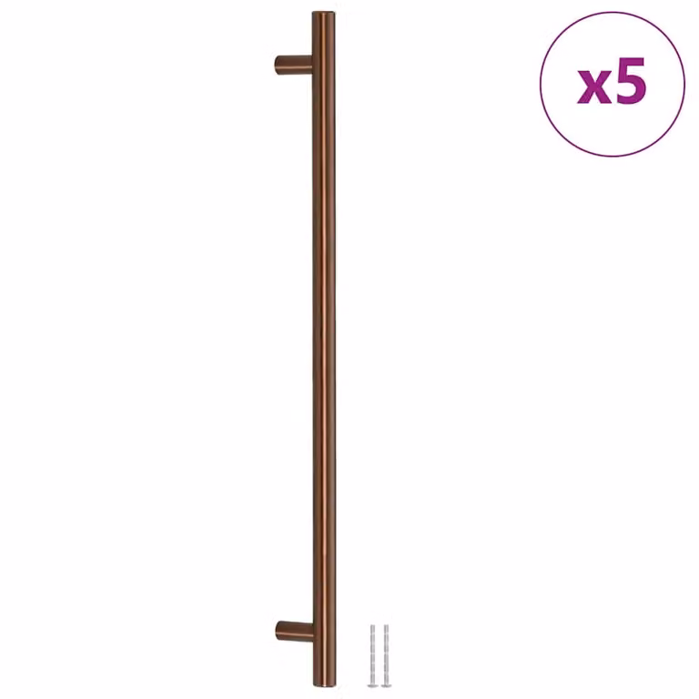 Set de 5 tiradores para armarios tipo barra vidaXL en acero inoxidable color bronce de 48 cm