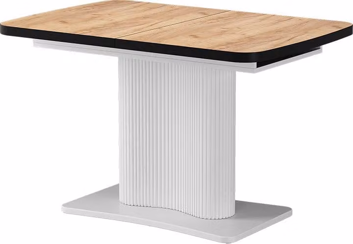 Mesa de comedor extensible Vicco Fenaro en roble y blanco con sistema de mariposa