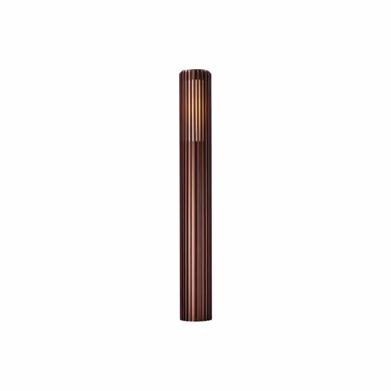 Baliza de jardín Nordlux Aludra en color marrón, resistente al agua salada y regulable, de aluminio