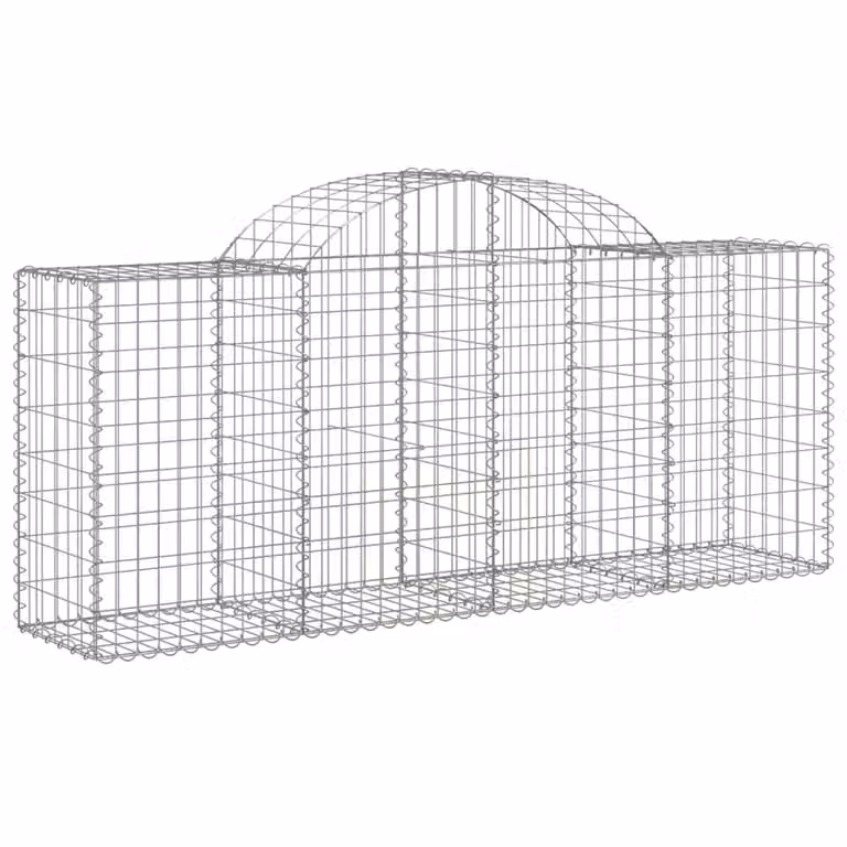 Cesta de gaviones Syfax en forma de arco de hierro galvanizado color gris, An/P/Al: 200 x 50 x 80/100 cm