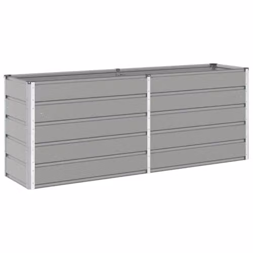 Jardinera rectangular moderna Helloshop26 de acero galvanizado para uso exterior, color gris, An/P/Al: 195 x 50 x 77 cm