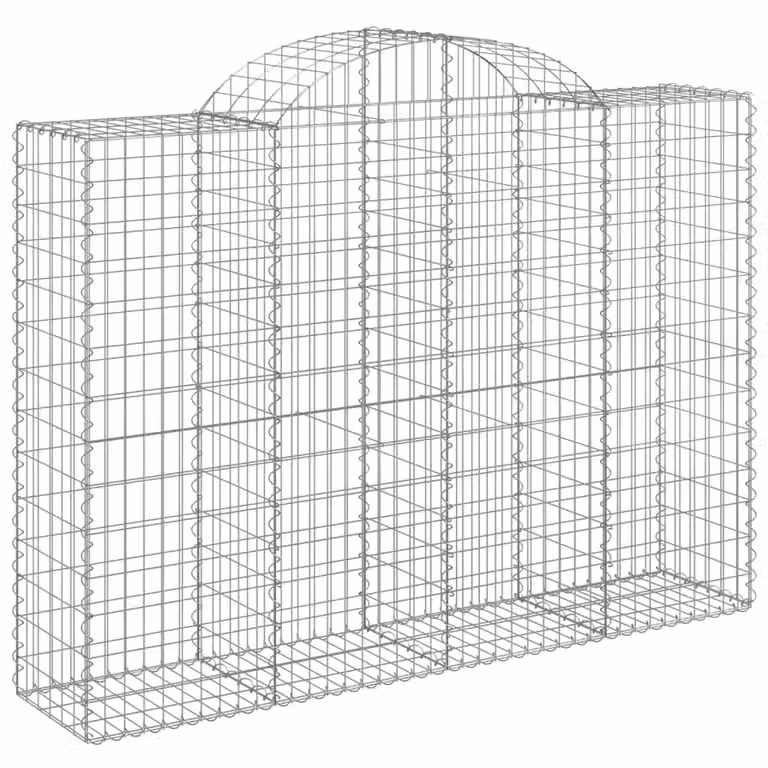 Cesta gaviones con forma de arco vidaXL de hierro galvanizado gris, An/P/Al: 200 x 50 x 140/160 cm